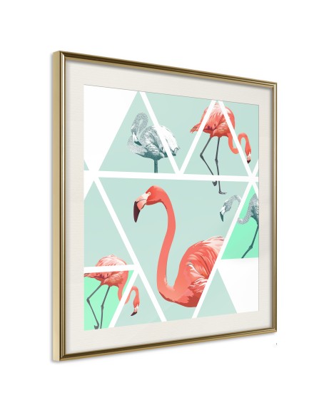 Плакат - Tropical Mosaic with Flamingos (Square)