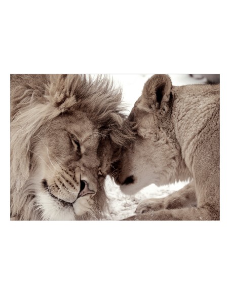 Самозалепващ фототапет - Lion Tenderness (Sepia)