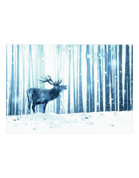 Фототапет - Deer in the Snow (Blue)