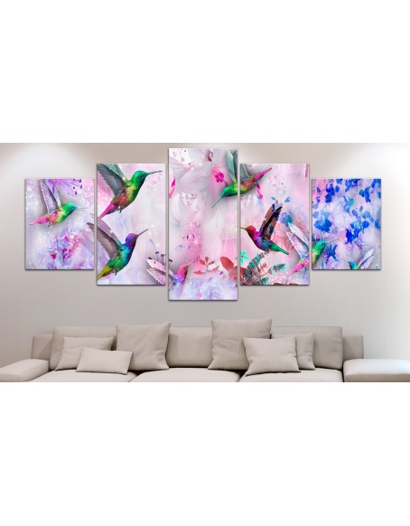 Картина - Colourful Hummingbirds (5 Parts) Wide Violet