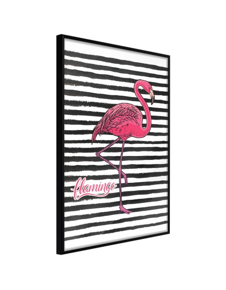 Плакат - Flamingo on Striped Background