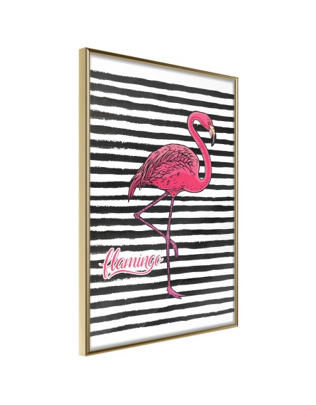 Плакат - Flamingo on Striped Background