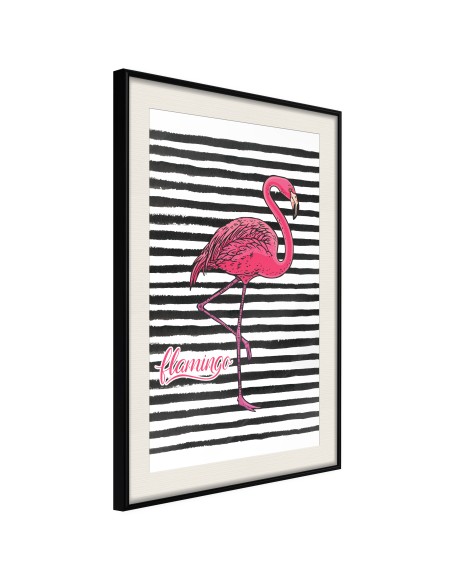 Плакат - Flamingo on Striped Background