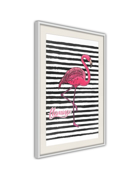 Плакат - Flamingo on Striped Background