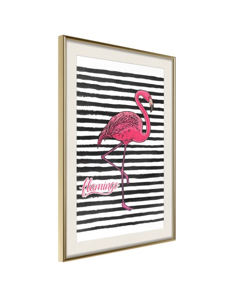 Плакат - Flamingo on Striped Background