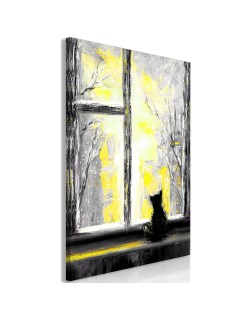 Картина - Longing Kitty (1 Part) Vertical Yellow