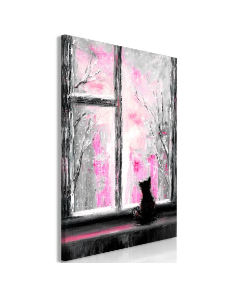 Картина - Longing Kitty (1 Part) Vertical Pink