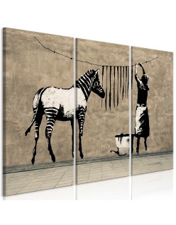 Картина - Banksy: Washing Zebra on Concrete (3 Parts)