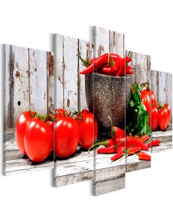 Картина - Red Vegetables (5 Parts) Wood Wide