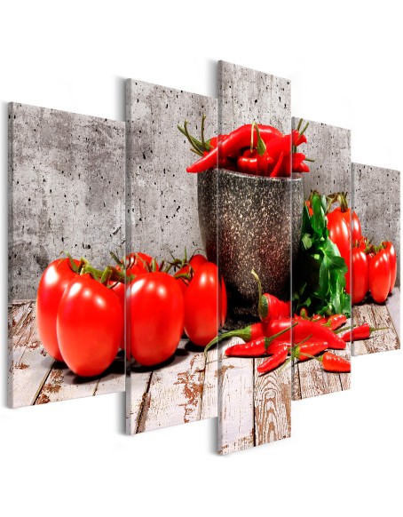 Картина - Red Vegetables (5 Parts) Concrete Wide