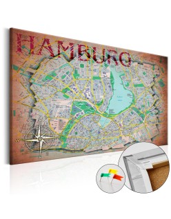 Картина върху корк - Hamburg [Cork Map]