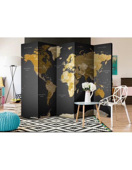 Параван - Room divider - World map on dark background