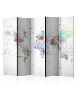 Параван - Room divider – White-colorful world map