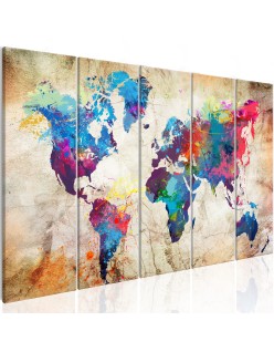 Картина - World Map: Colourful Ink Blots