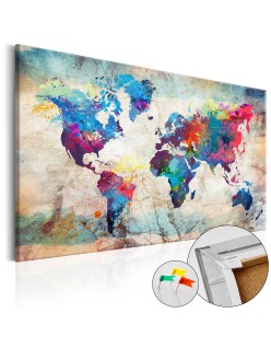 Картина върху корк - World Map: Colourful Madness [Cork Map]