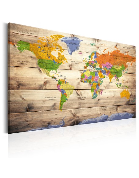 Картина - Map on wood: Colourful Travels