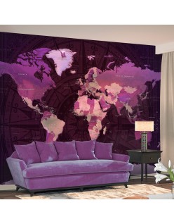 Самозалепващ фототапет - Purple World Map