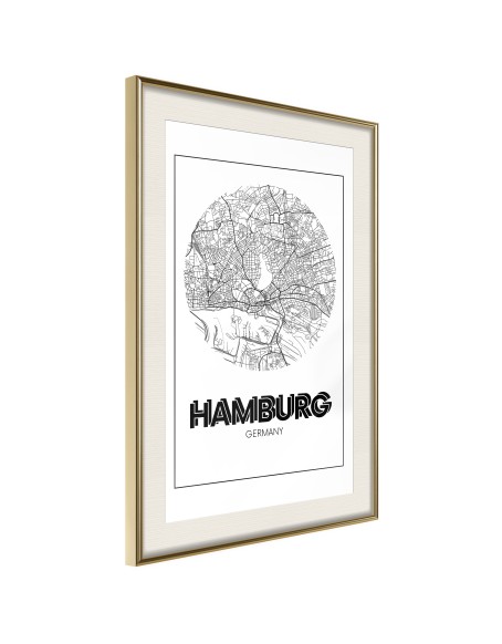 Плакат - City Map: Hamburg (Round)