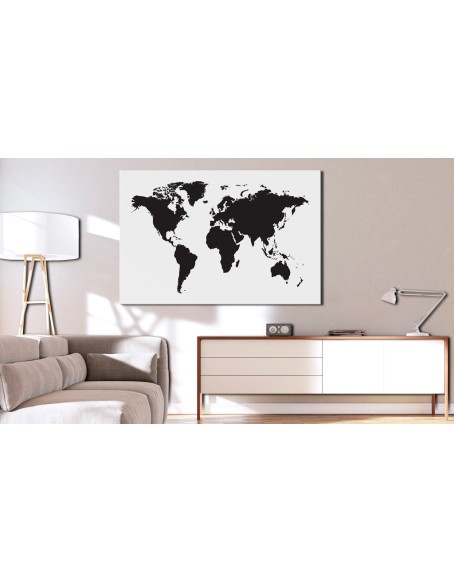 Картина върху корк - World Map: Black & White Elegance [Cork Map]