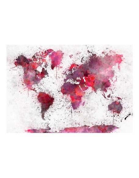 Самозалепващ фототапет - World Map: Red Watercolors