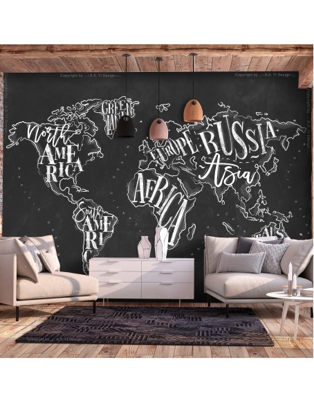 Фототапет - Retro Continents (Black)