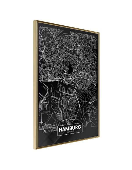 Плакат - City Map: Hamburg (Dark)