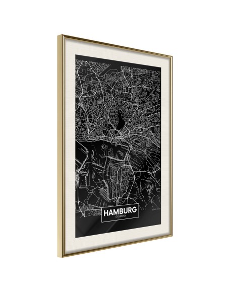 Плакат - City Map: Hamburg (Dark)