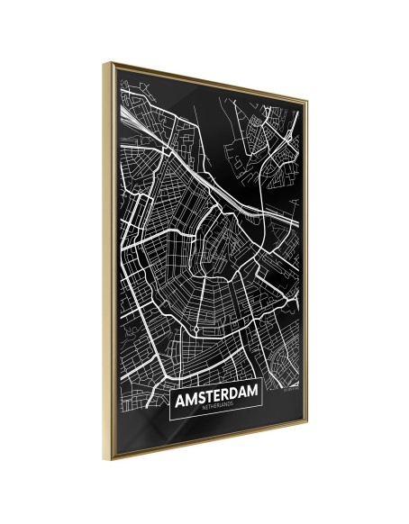 Плакат - City Map: Amsterdam (Dark)