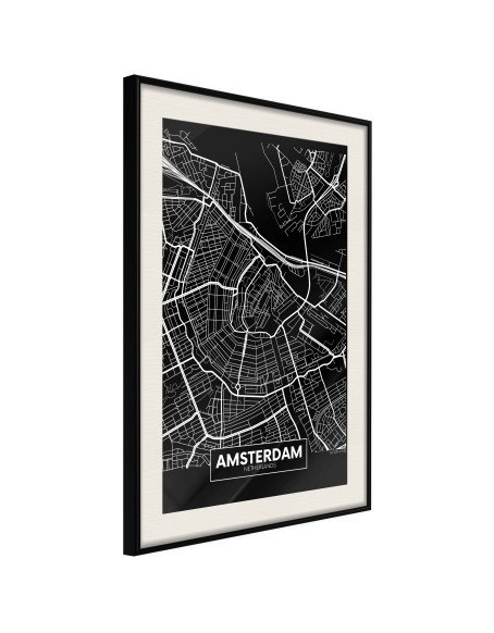 Плакат - City Map: Amsterdam (Dark)