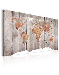 Картина - World Map: Wooden Stories