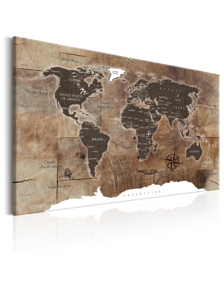 Картина - World Map: Wooden Mosaic