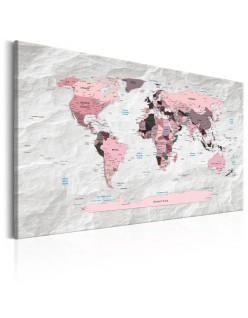 Картина - World Map: Pink Continents