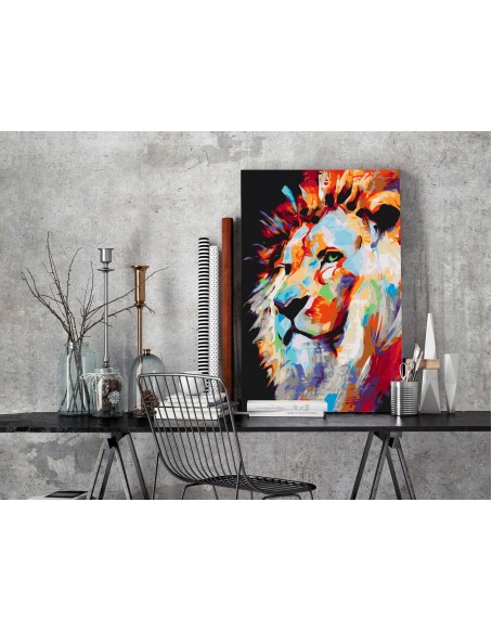 Оцветяване според номерата - Portrait of a Colourful Lion