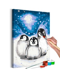 Оцветяване според номерата - Three Penguins