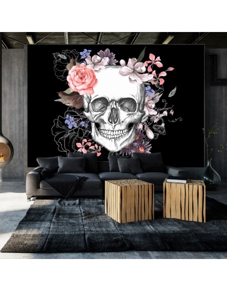 Самозалепващ фототапет - Skull and Flowers